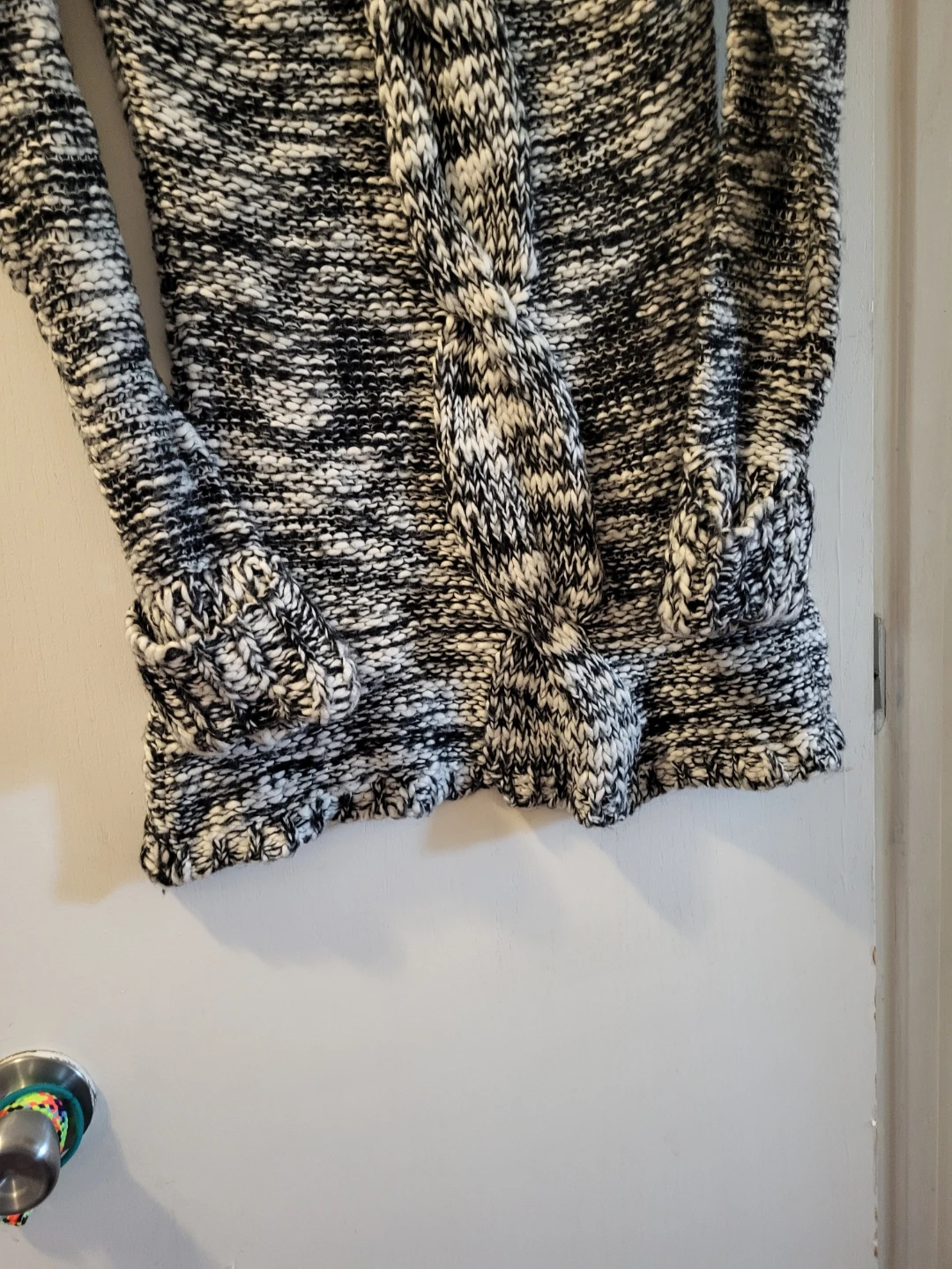 Allison Brittney Black and White Cowl Neck Sweater - photo 3