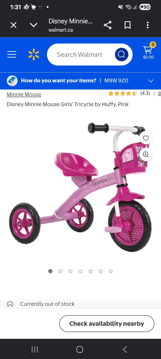 Disney Minnie Mouse Girls' Tricycle by Huffy, Pink