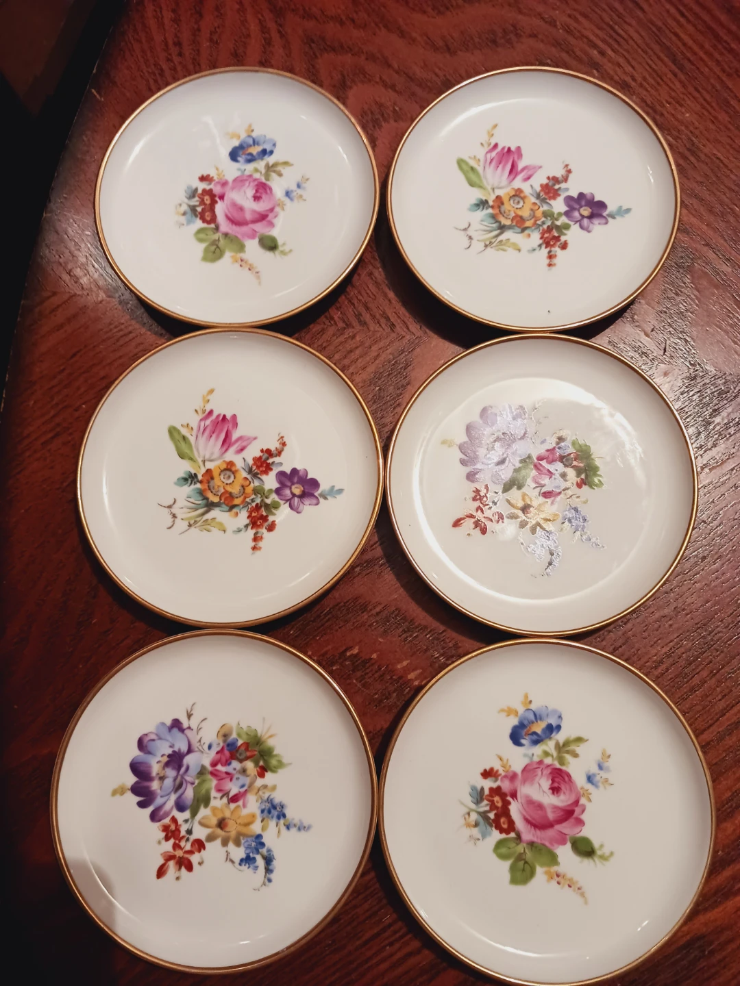 Set of 6 Kaiser West Germany Porcelain Floral Coasters - photo 2