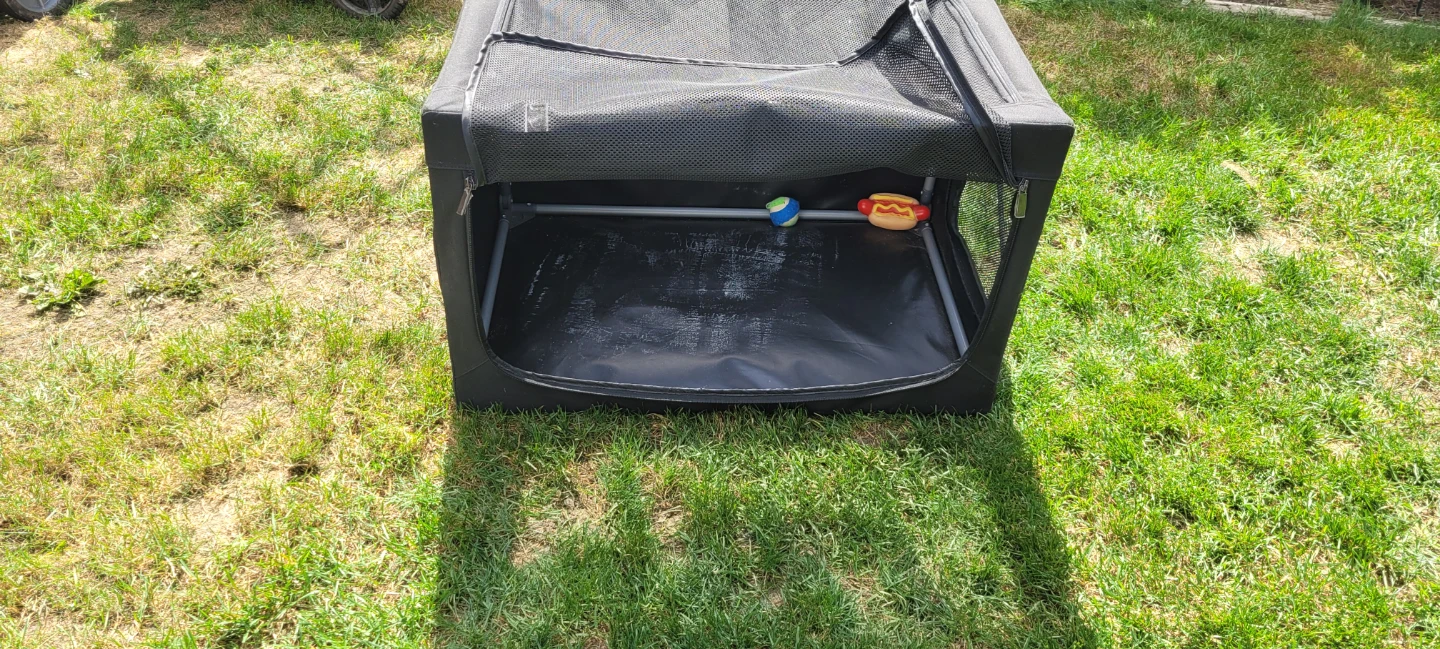 Black foldable pet carrier crate - photo 2