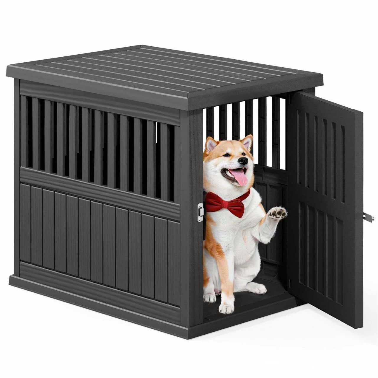 Grey Furniture-Style Dog Crate