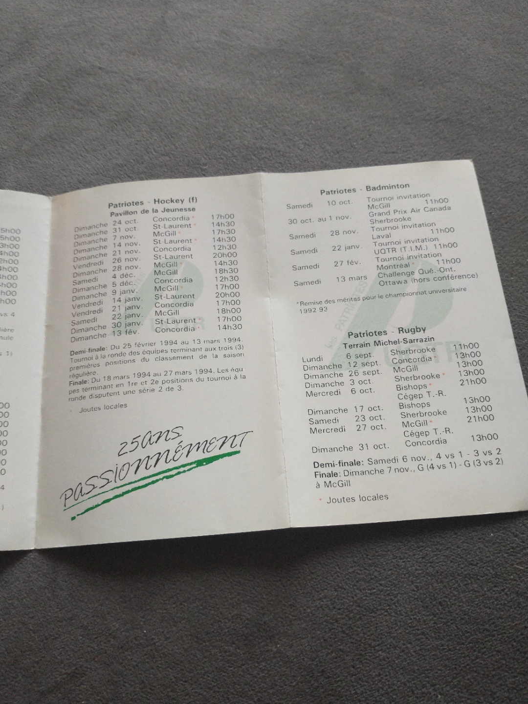 Universite du Quebec a Trois-Rivieres 1993-1994 Sports Schedule - photo 5