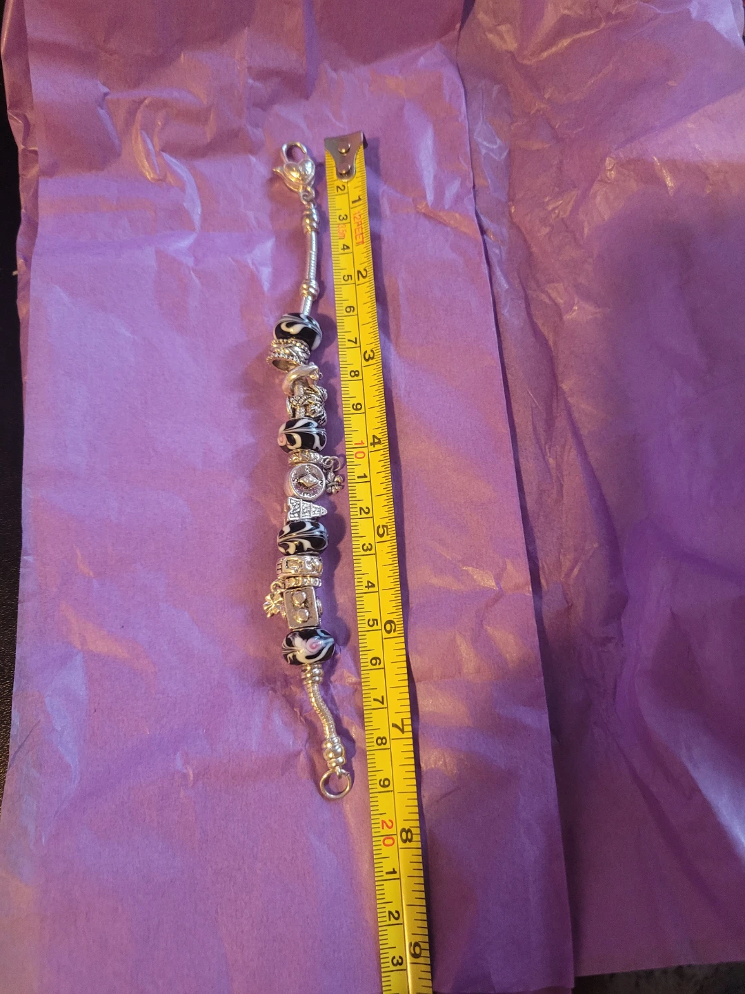 Charm Bracelet with Black and White Beads - photo 2