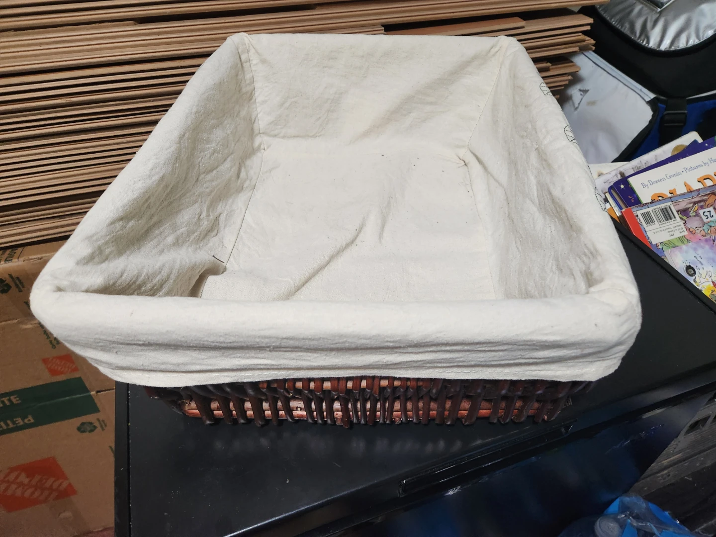 Woven Wicker Storage Basket with Fabric Liner 28" x 14" x 6" - photo 2