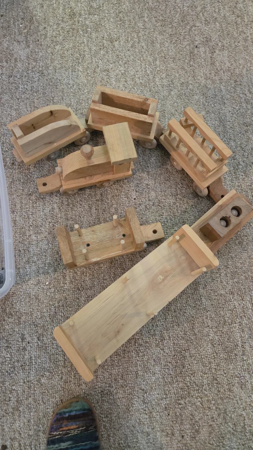 Handmade Wooden Toy Train Set - photo 2