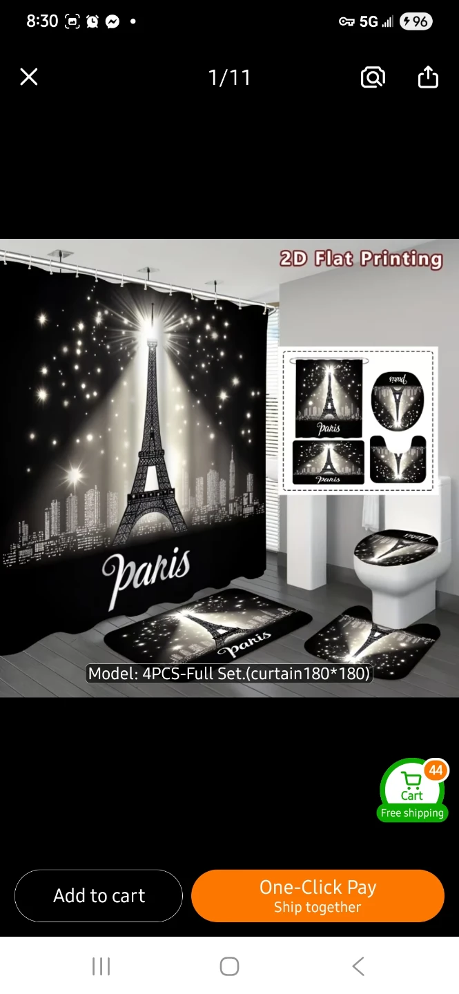 NEW 4-Piece Paris Theme Bathroom Set
