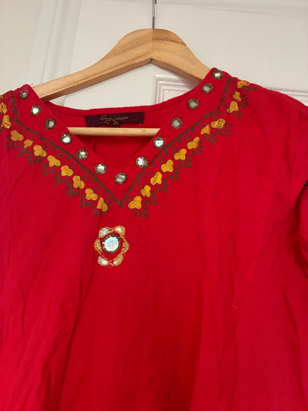 Women's Red Kurti and Pants Set - photo 2