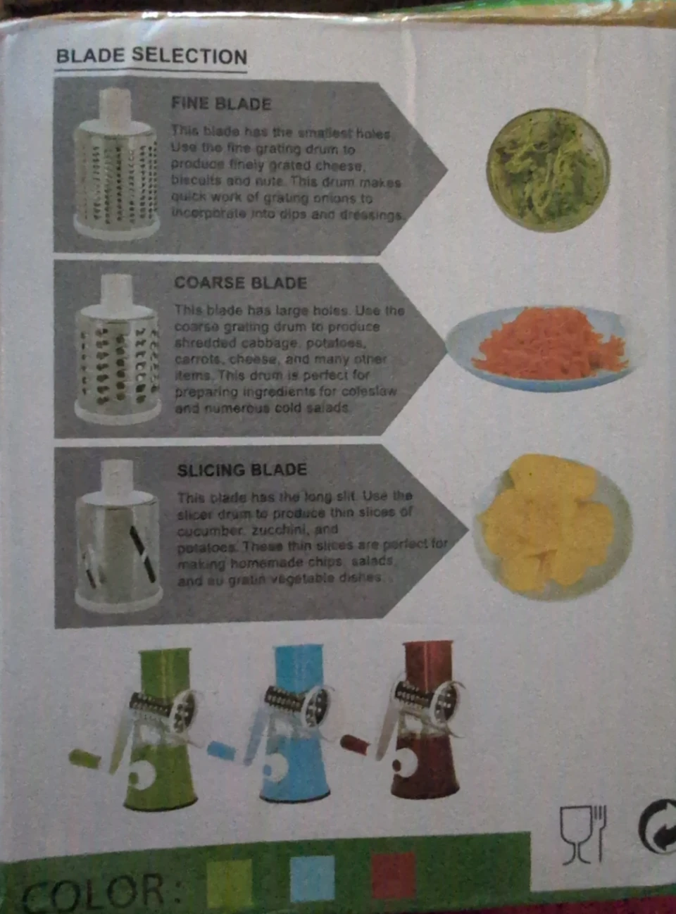 Tabletop Drum Grater with 3 Stainless Steel Blades - photo 2