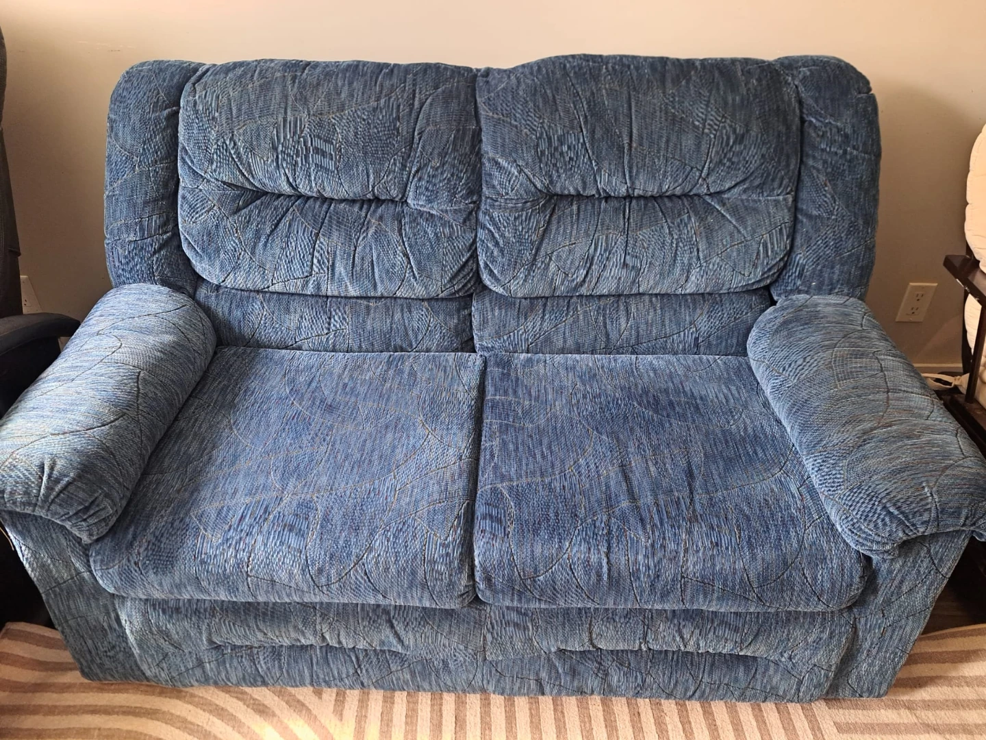 Blue Fabric Loveseat Sofa