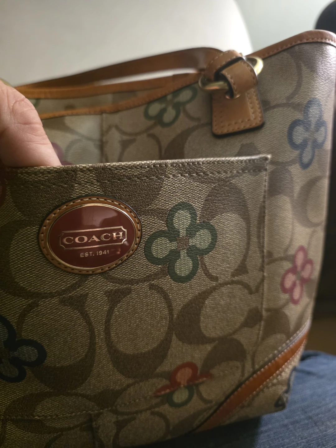 Coach Signature Flower Pattern Tote Bag - photo 5
