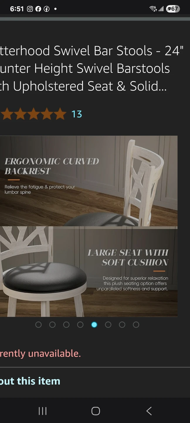 Counter Height Swivel Bar Stools - Set of 2 - photo 5