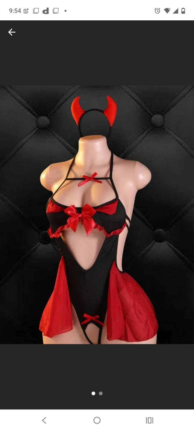 Women's Devil Lingerie Set with Horns