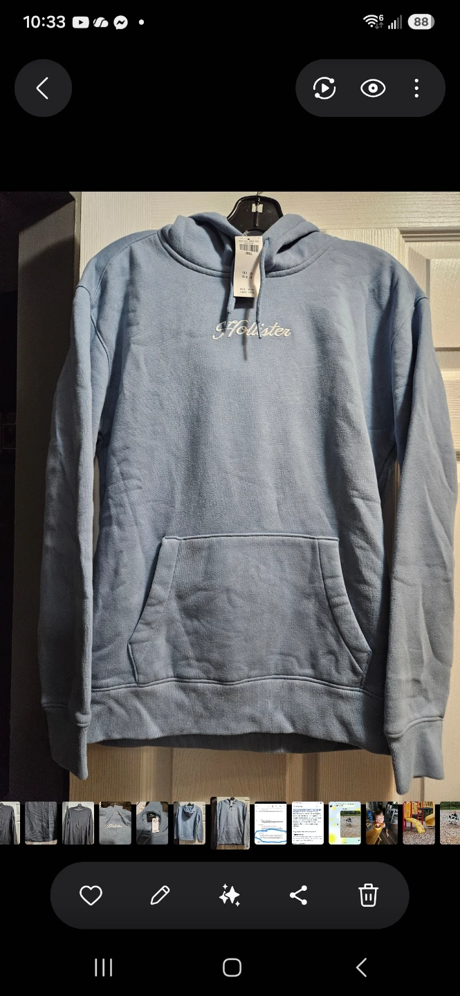 Men's Hollister Blue Hoodie-Small