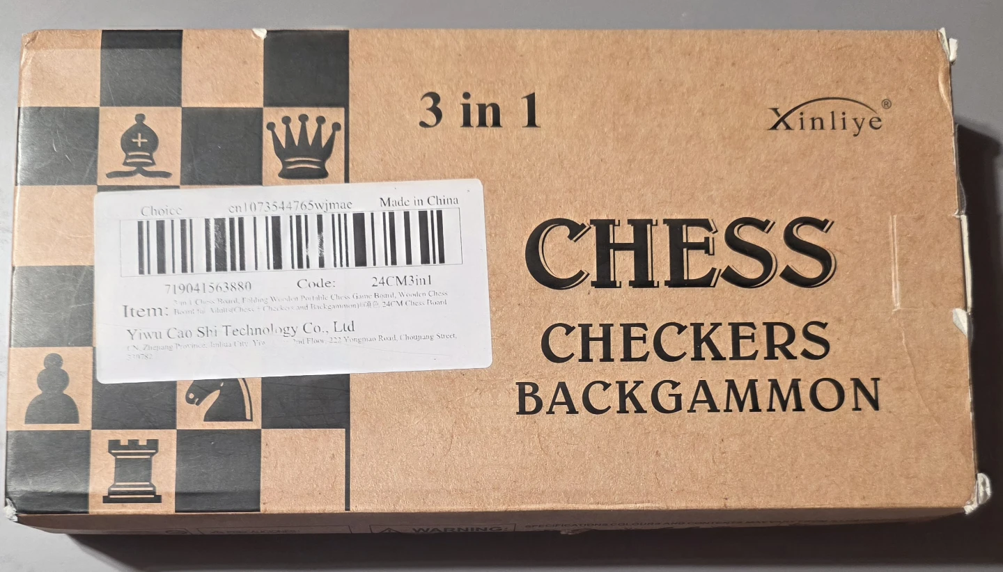 Xinliye 3-in-1 Chess, Checkers, and Backgammon Set