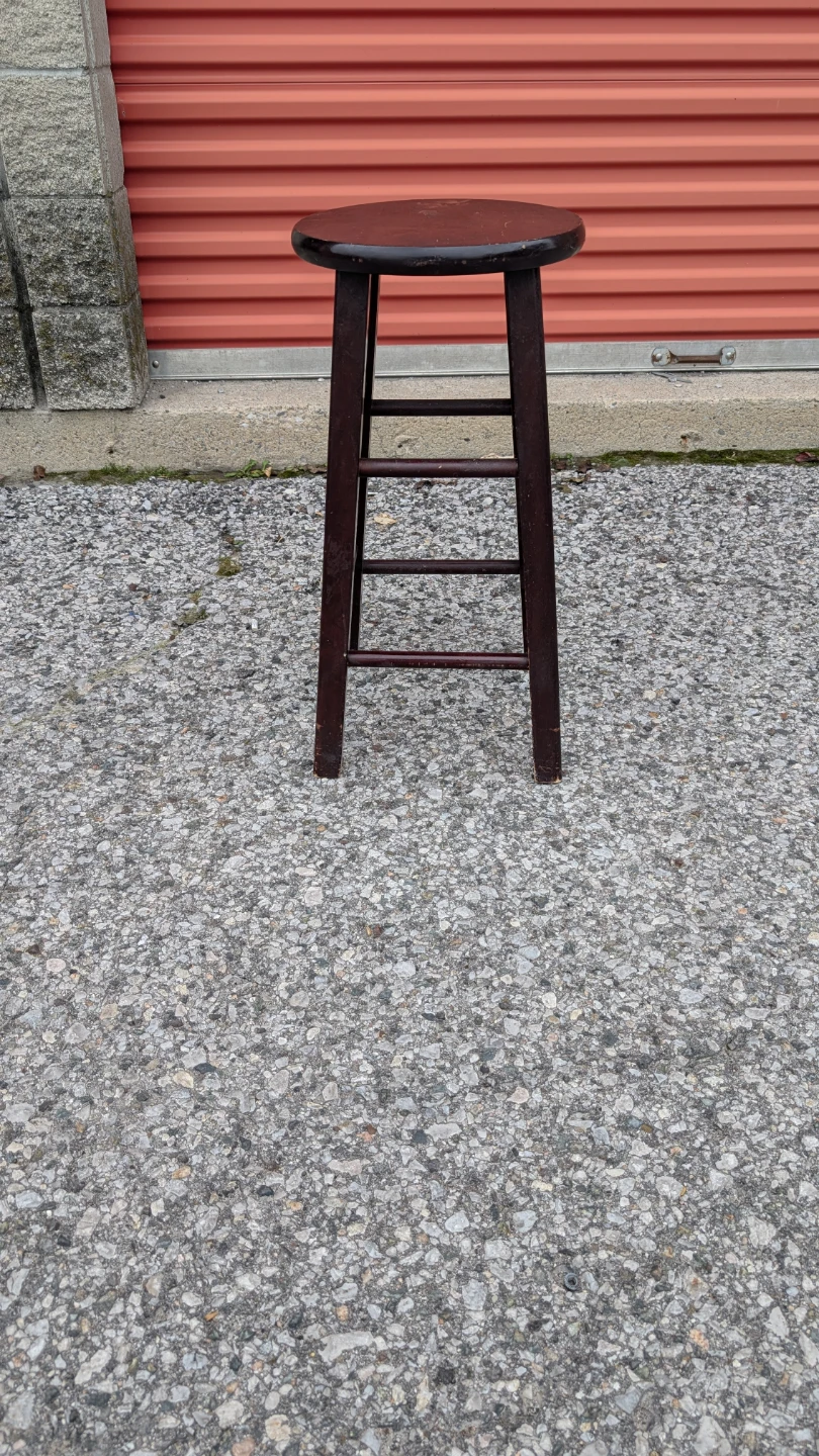 Dark Wood Round Stool