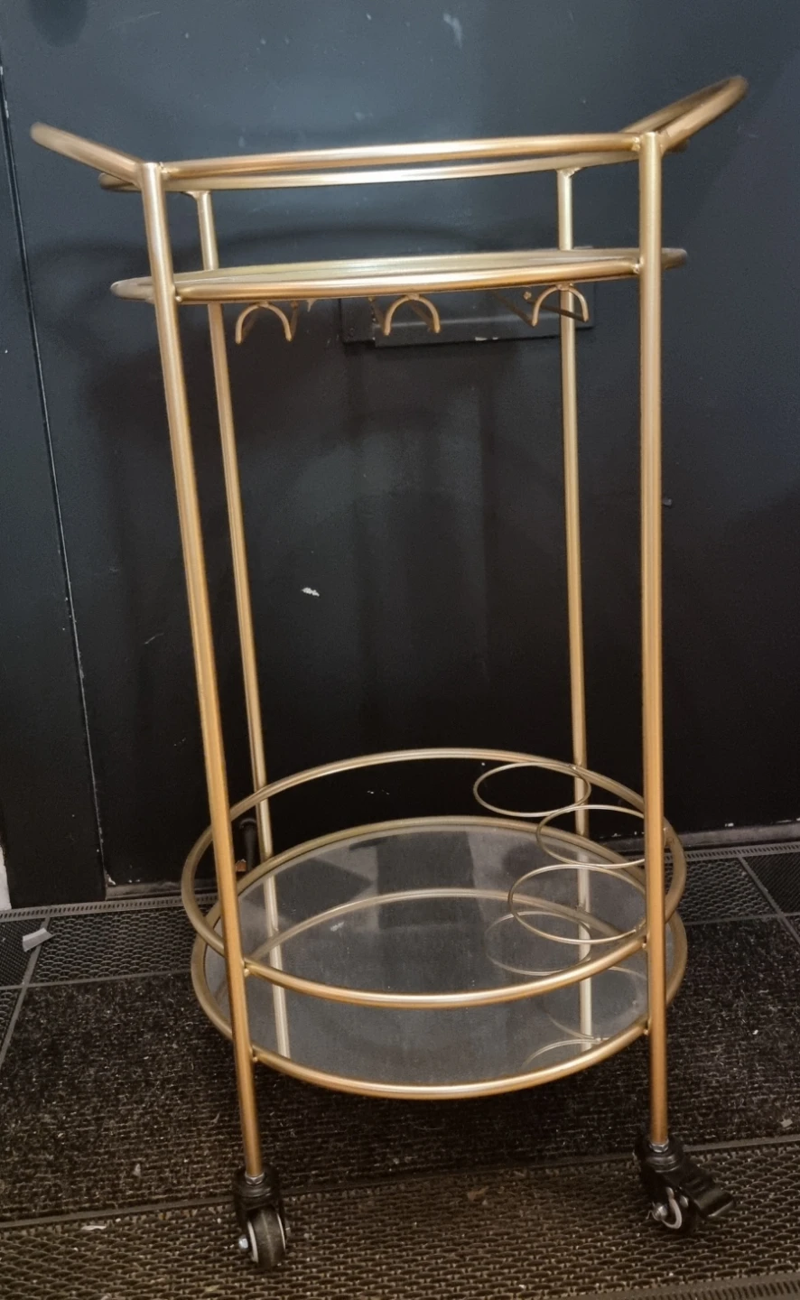Gold Round Bar Cart