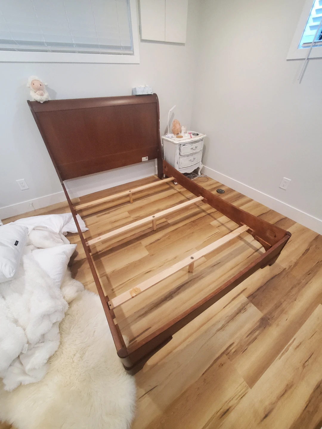 Walnut Wood Bed Frame - 54" Headboard