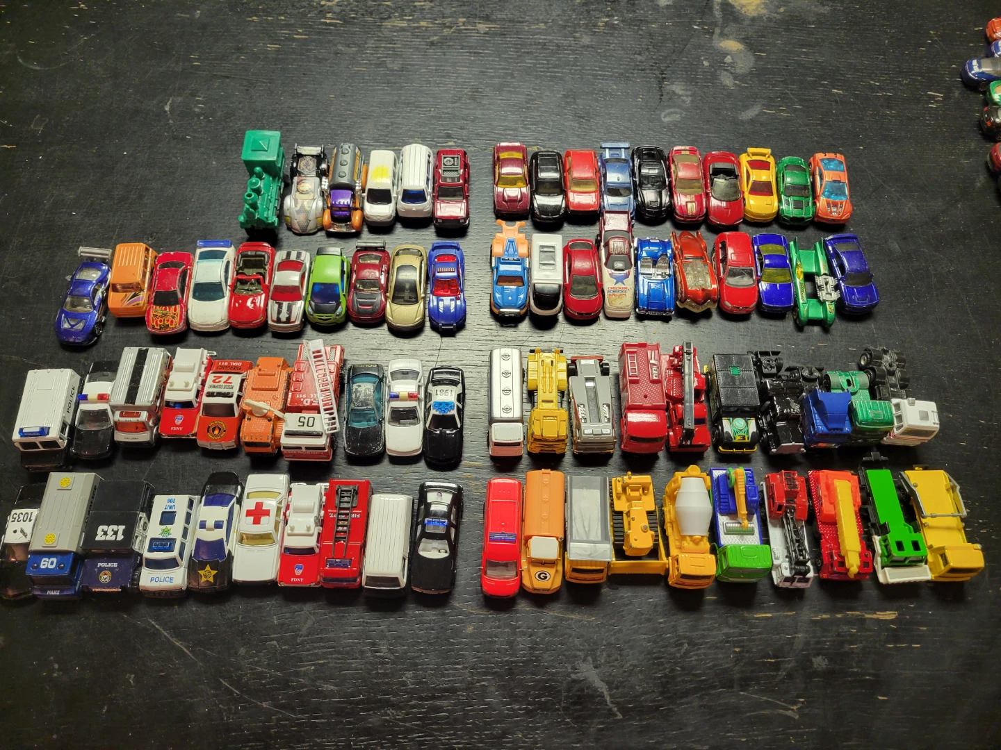 TOYS Police & Fire & Construction TRUCKS & CARS - 75 PIECES