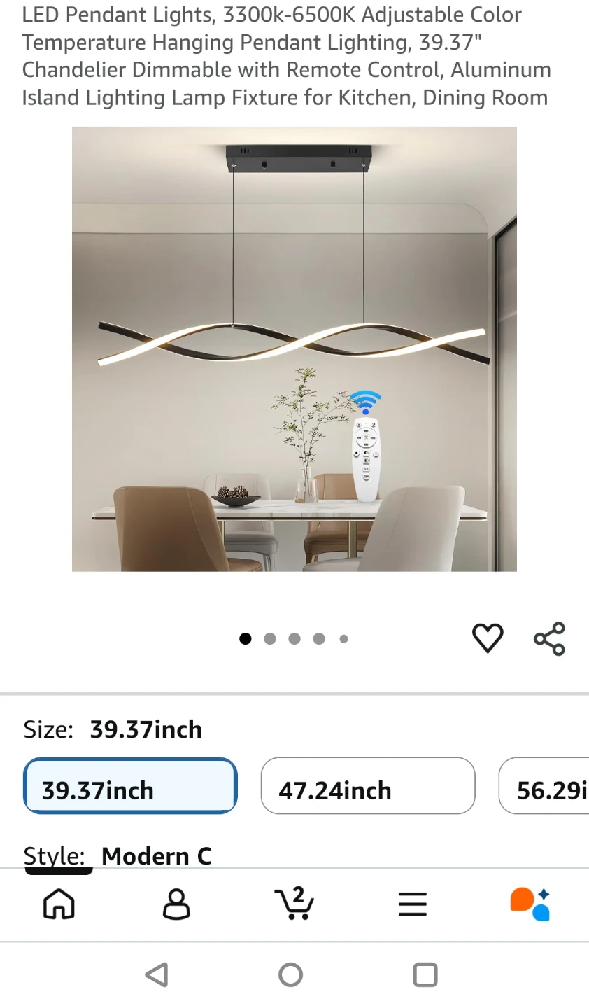 LED Dimmable Pendant Light with Remote Control