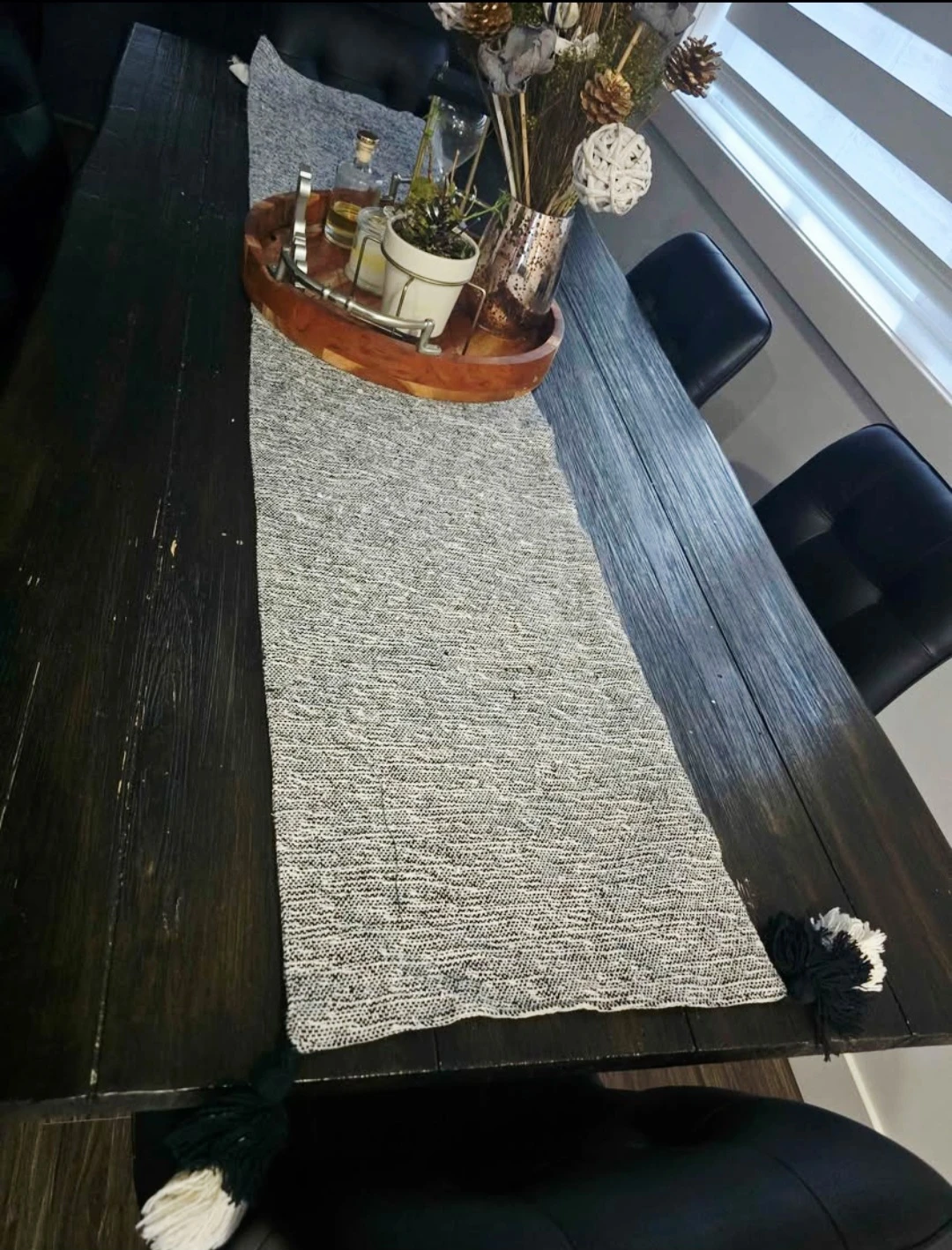 Rustic Dark Wood Dining Table