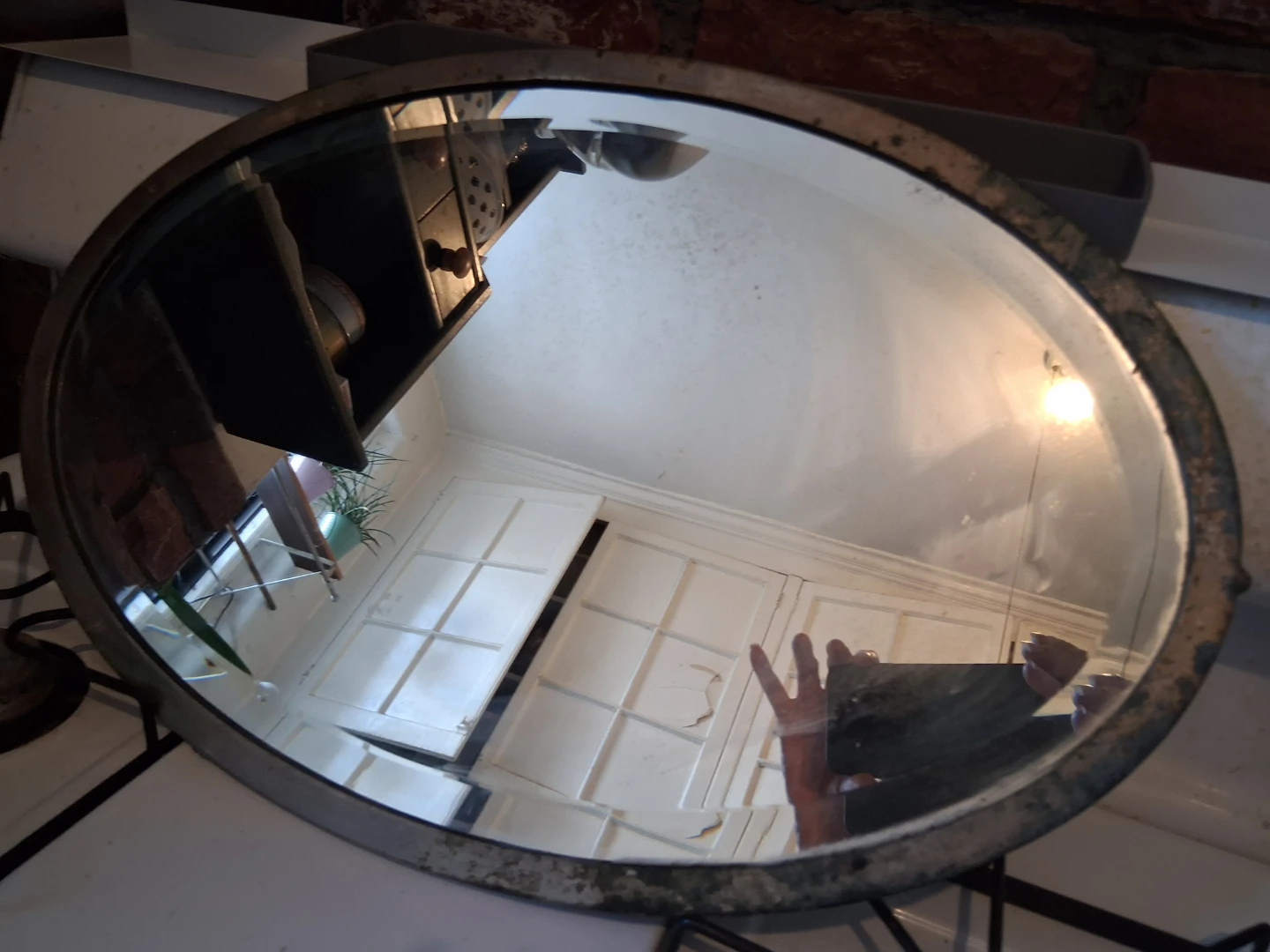 Vintage Oval Metal Wall Mirror