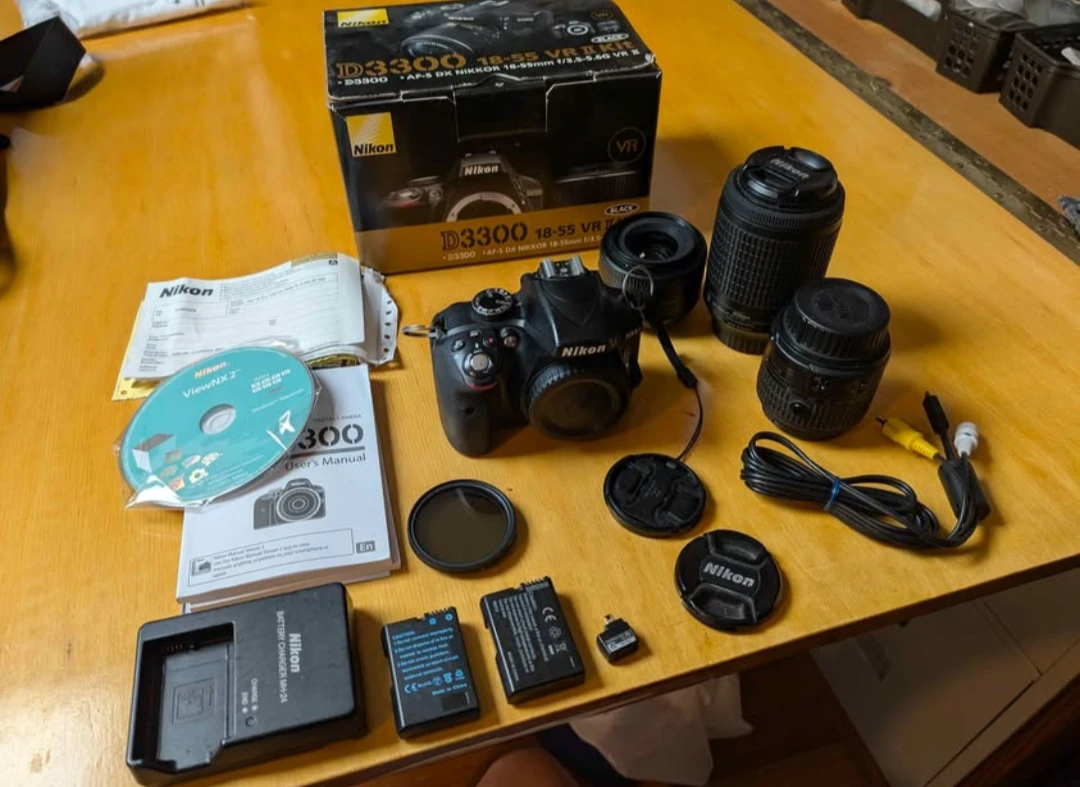 Nikon D3300 DSLR Camera + 3 Nikon Lenses + Variable ND Filter