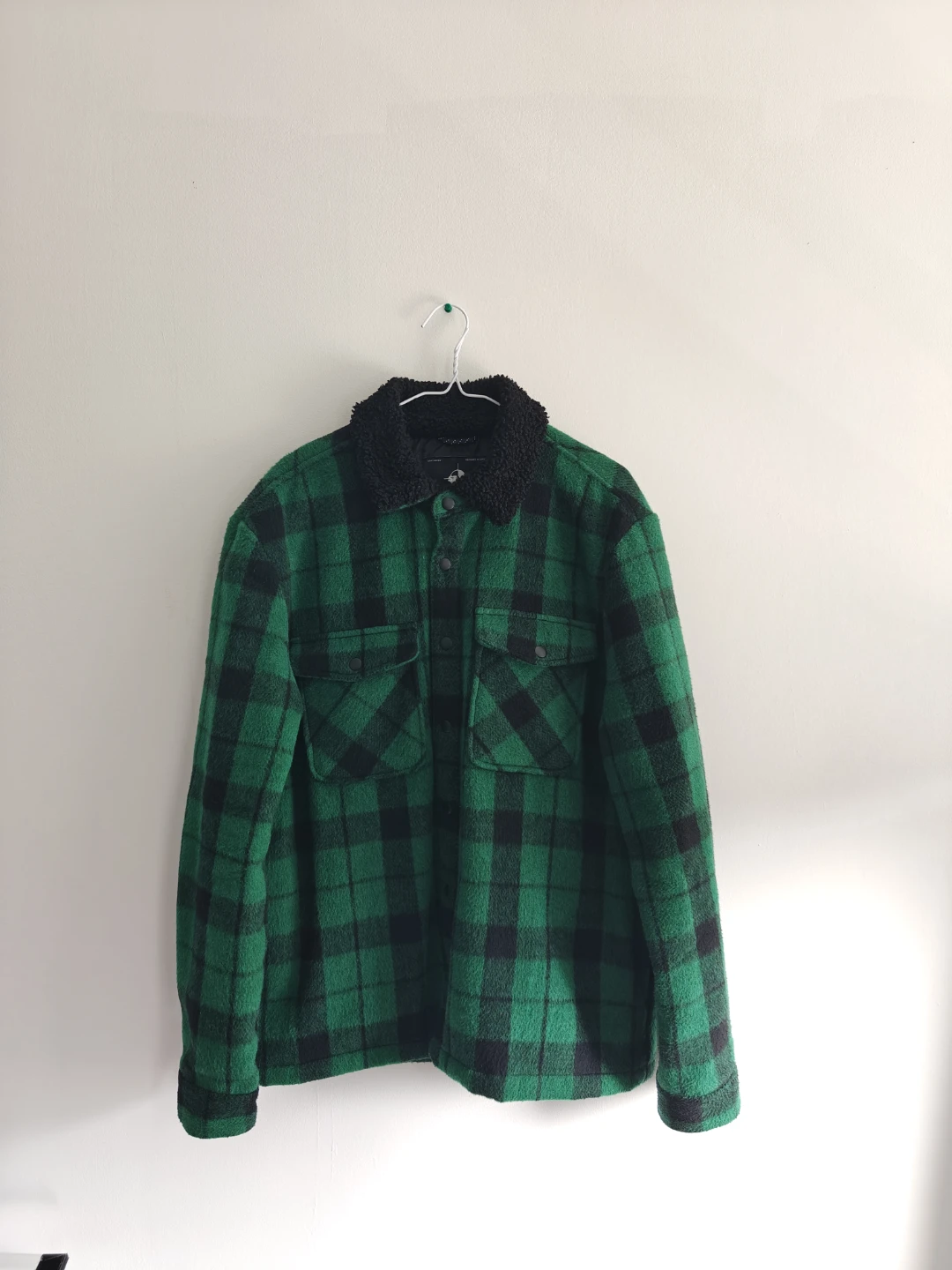 Pull&Bear STWD Green Check Fleece Jacket