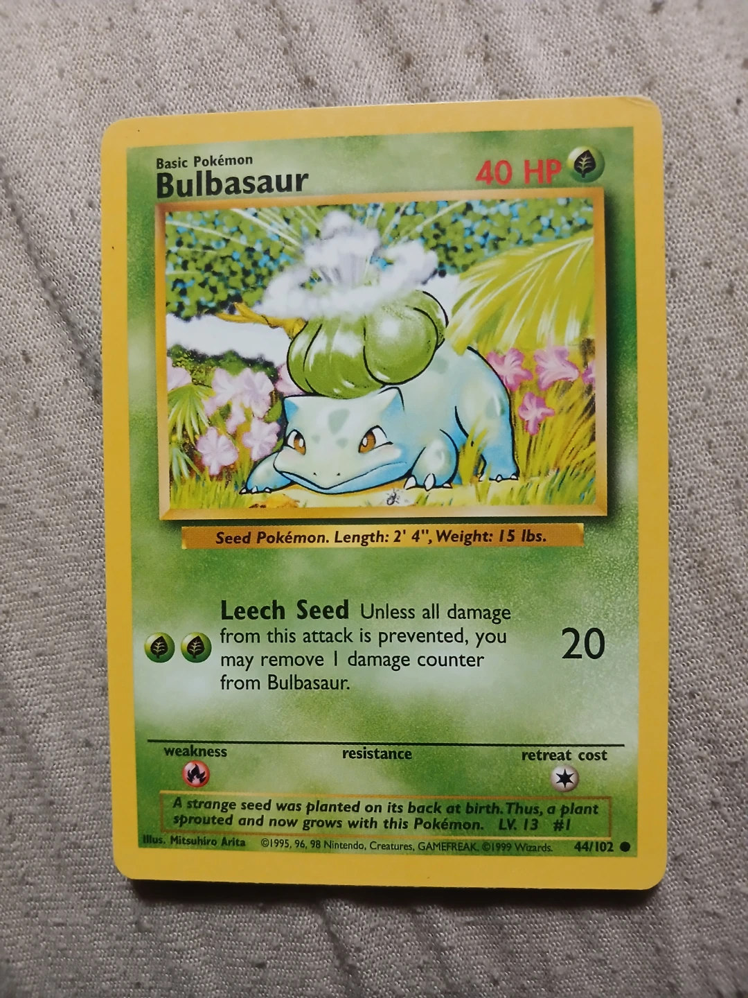 Bulbasaur 44/102 1999 Pokémon Card