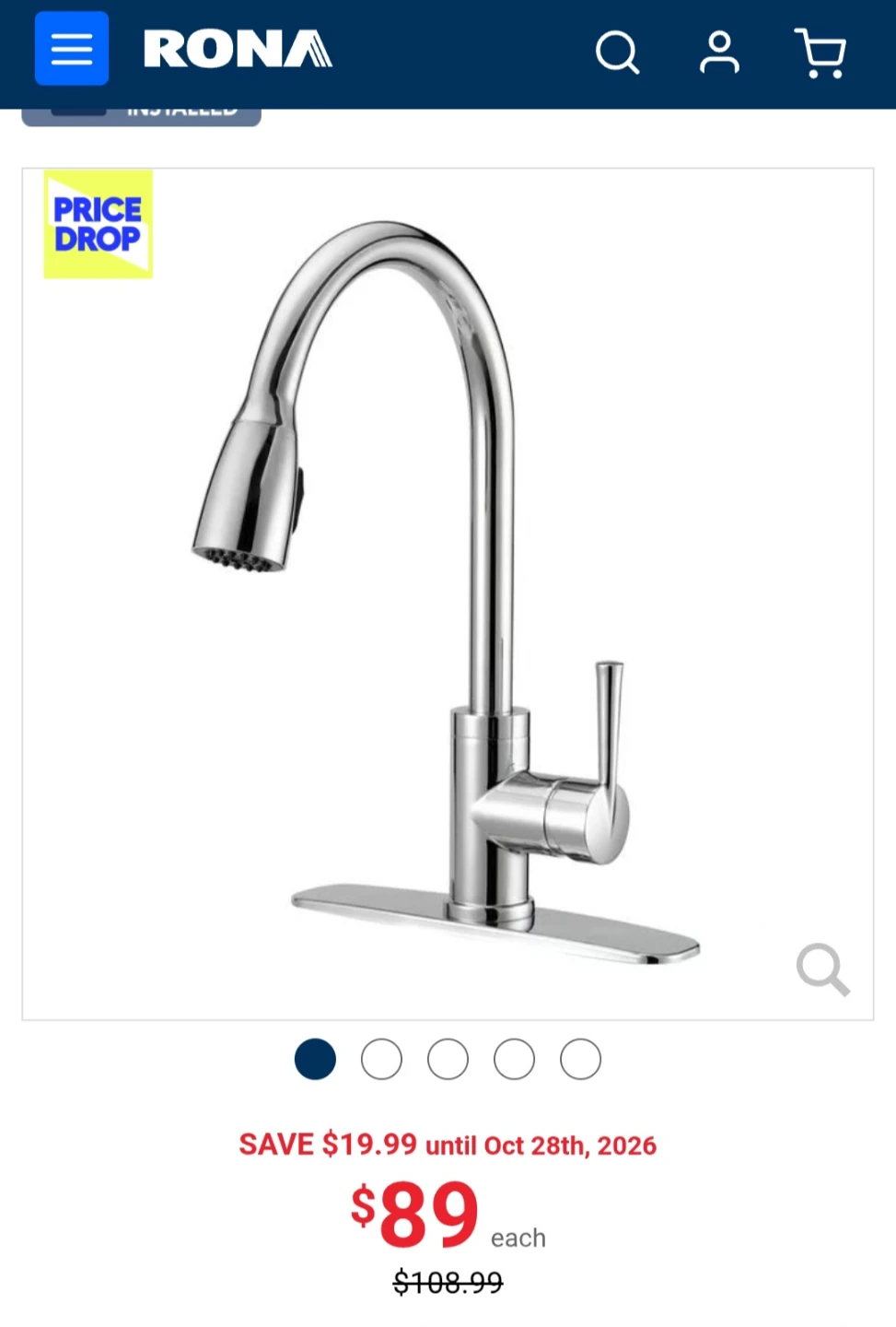 🏈 Project Source Pull-Down Kitchen Faucet Chrome