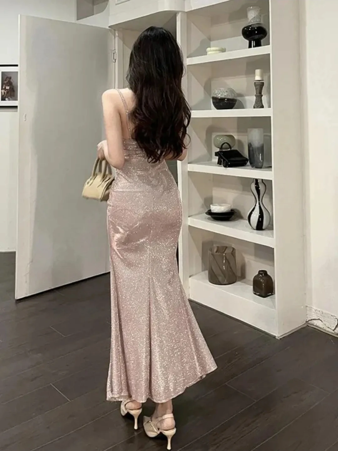 Sparkly Pink Ruched Maxi Dress - photo 2