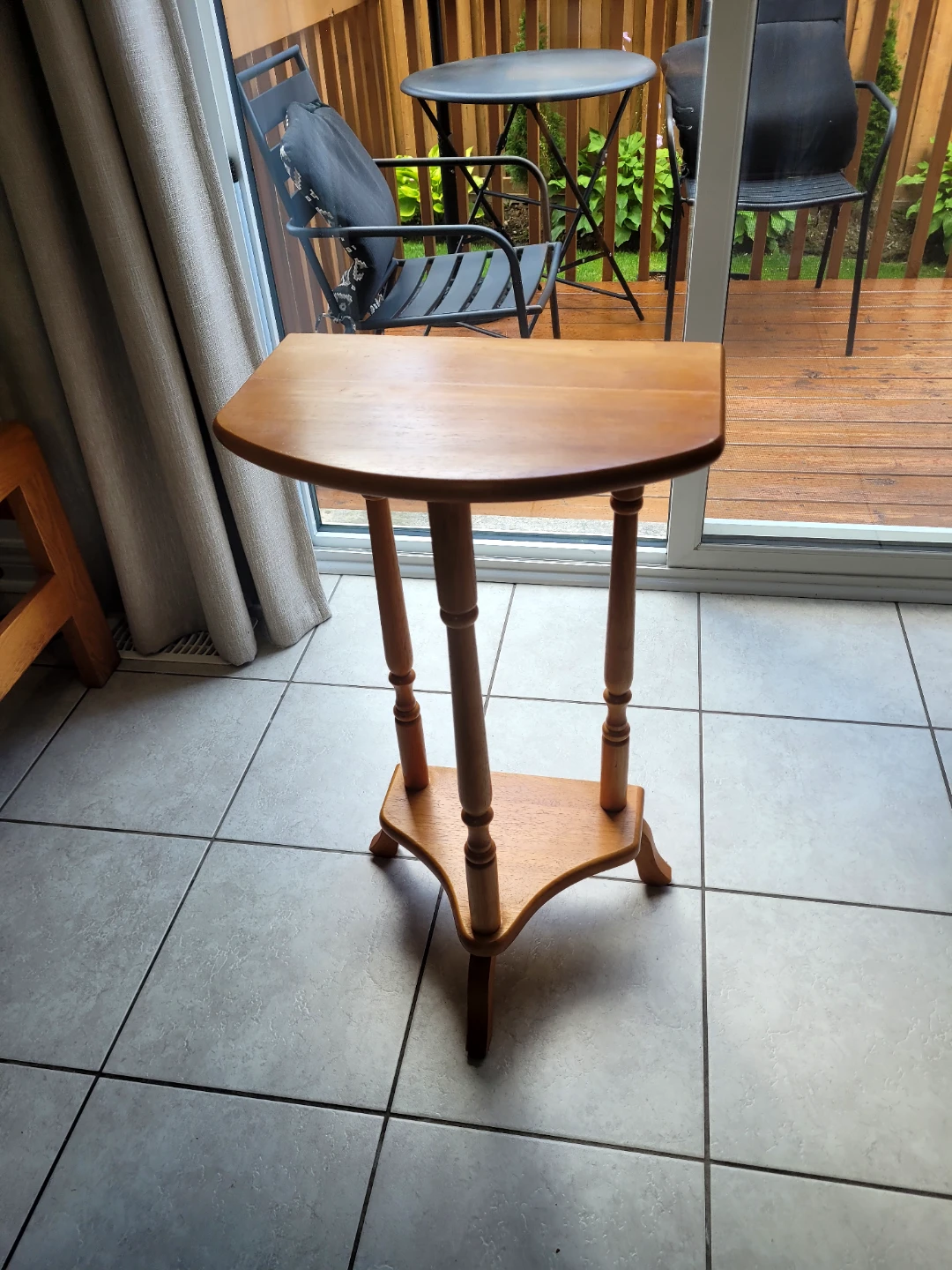 Wooden Half-Moon Accent Side Table - photo 2