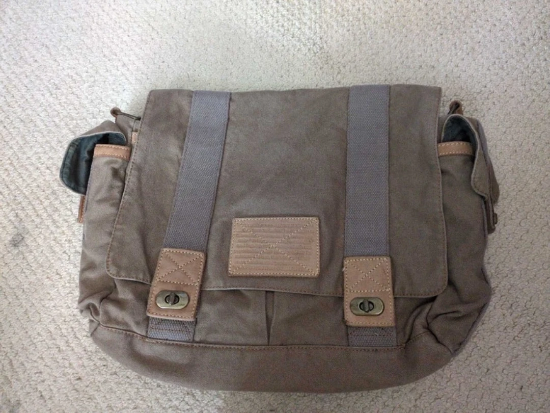 Fossil Canvas Khaki Messenger Bag