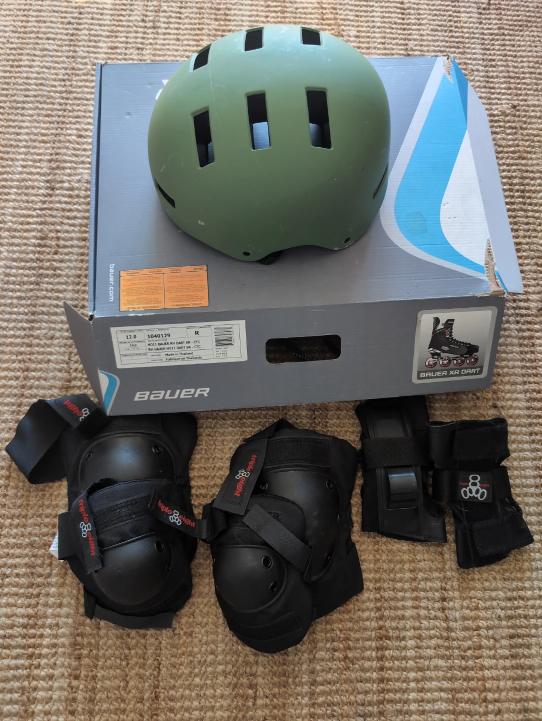 Bauer Roller Skates (Size 12) Retrospec Helmet & Triple Eight