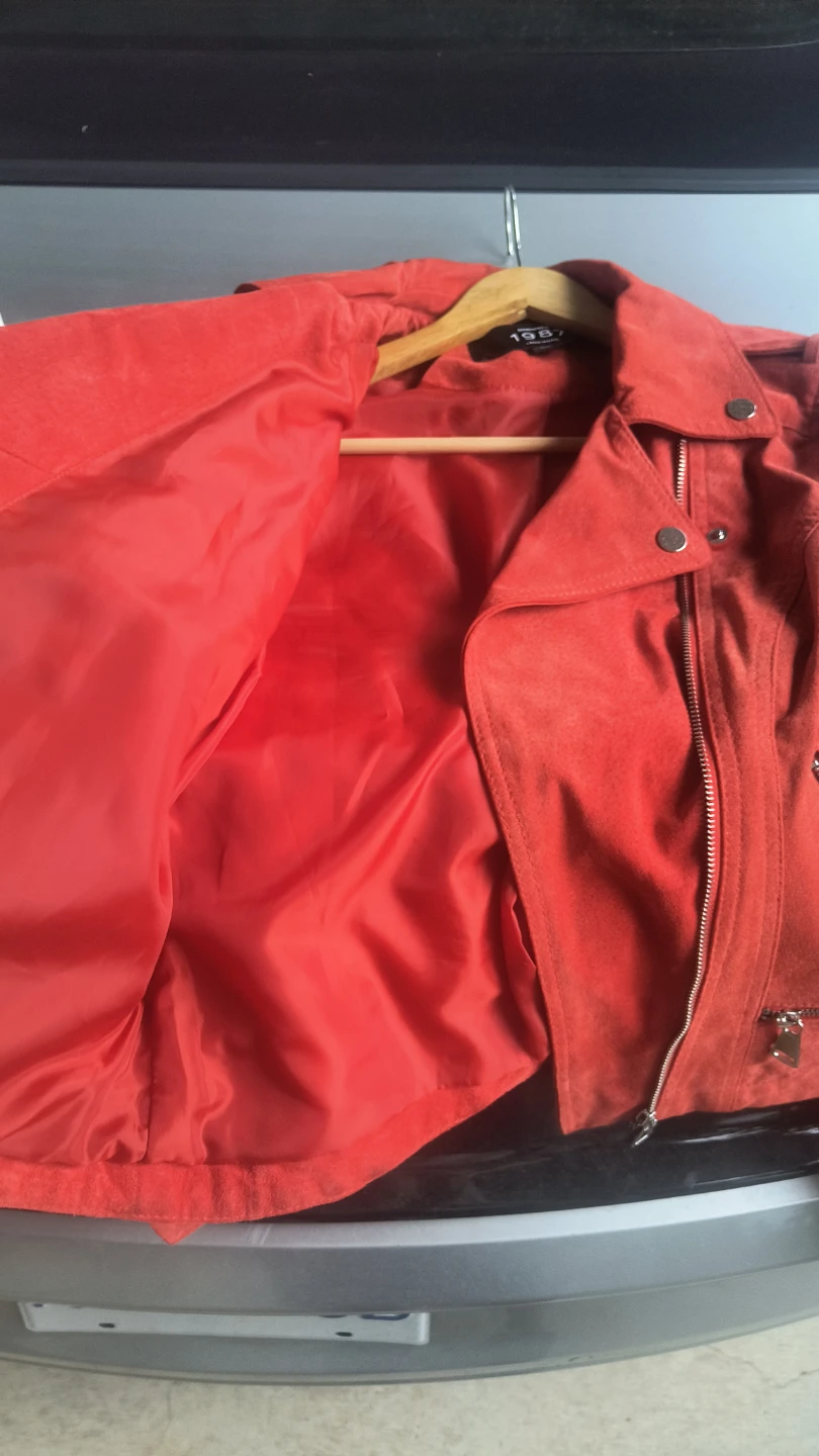 NEVER WORN Vero Moda Red Suede Moto Jacket - photo 3