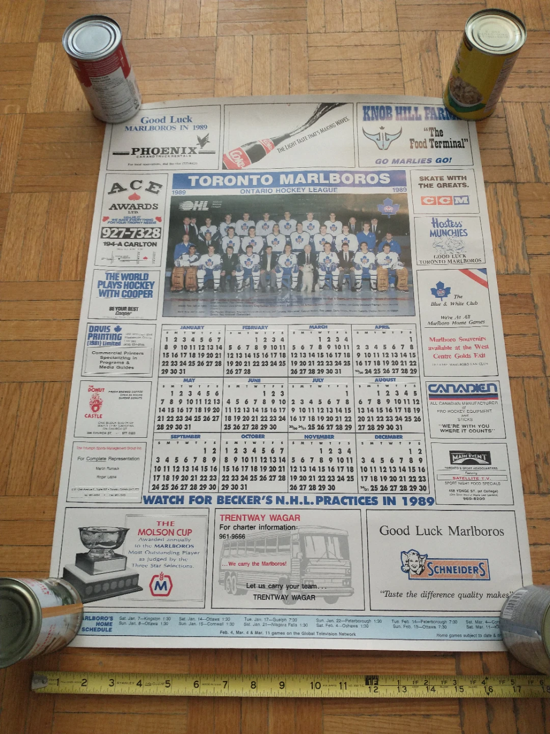 Beautiful 1989 Toronto Marlboros 18 x 25" OHL Calendar Poster - photo 4