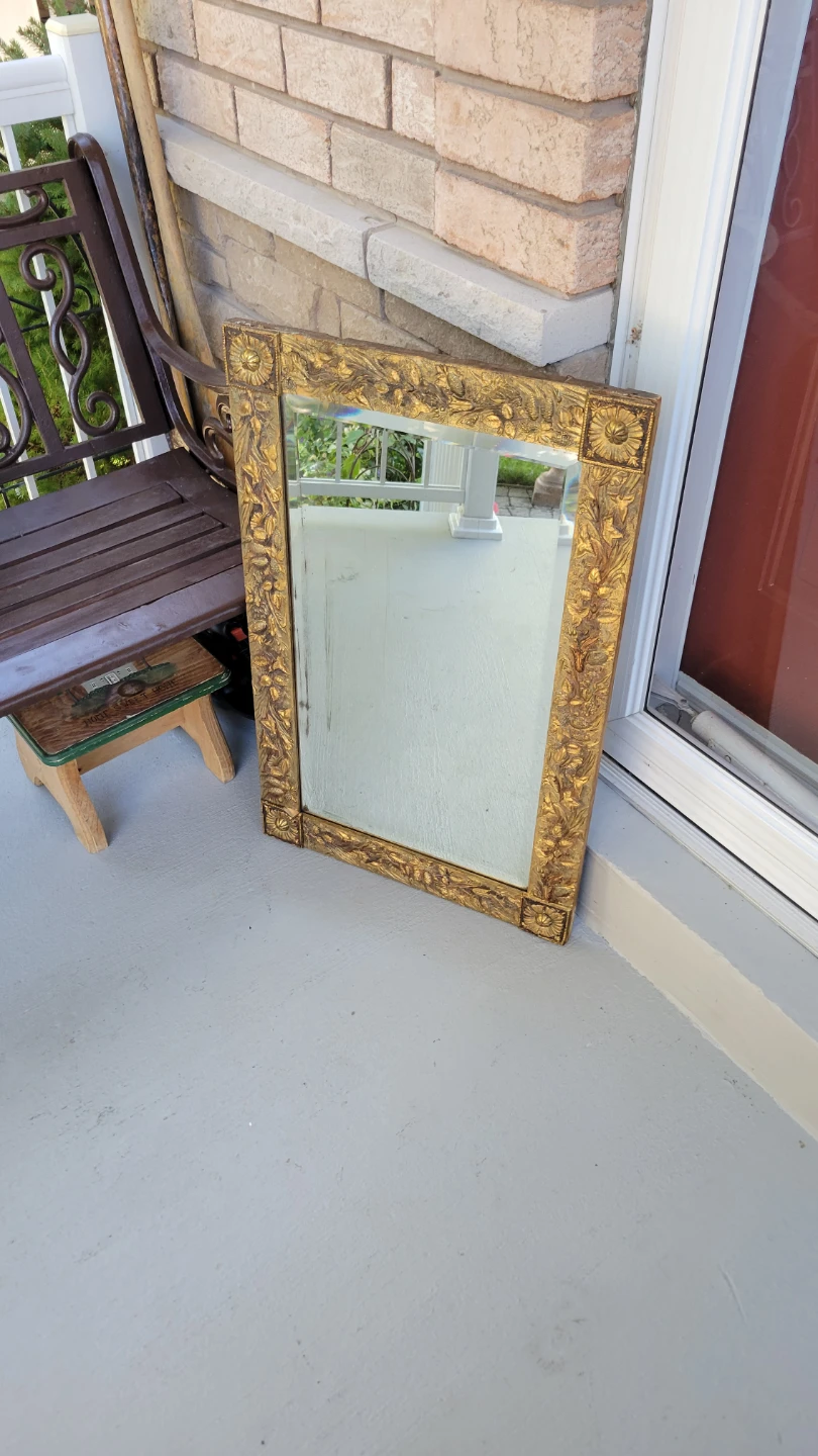 Ornate Gold Framed Wall Mirror 20"x31"