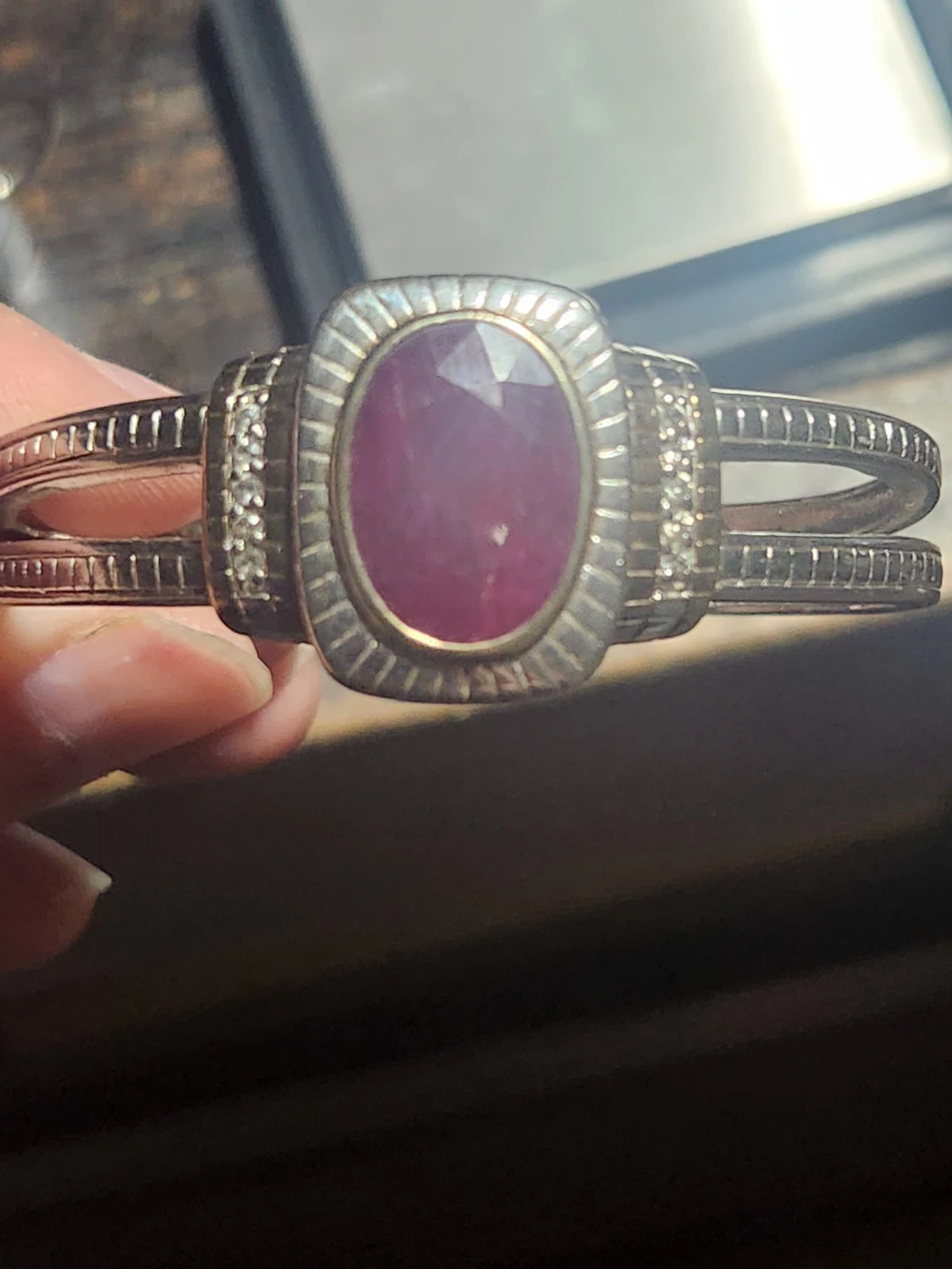 NF 925 Thailand Sterling Silver Ruby Bracelet