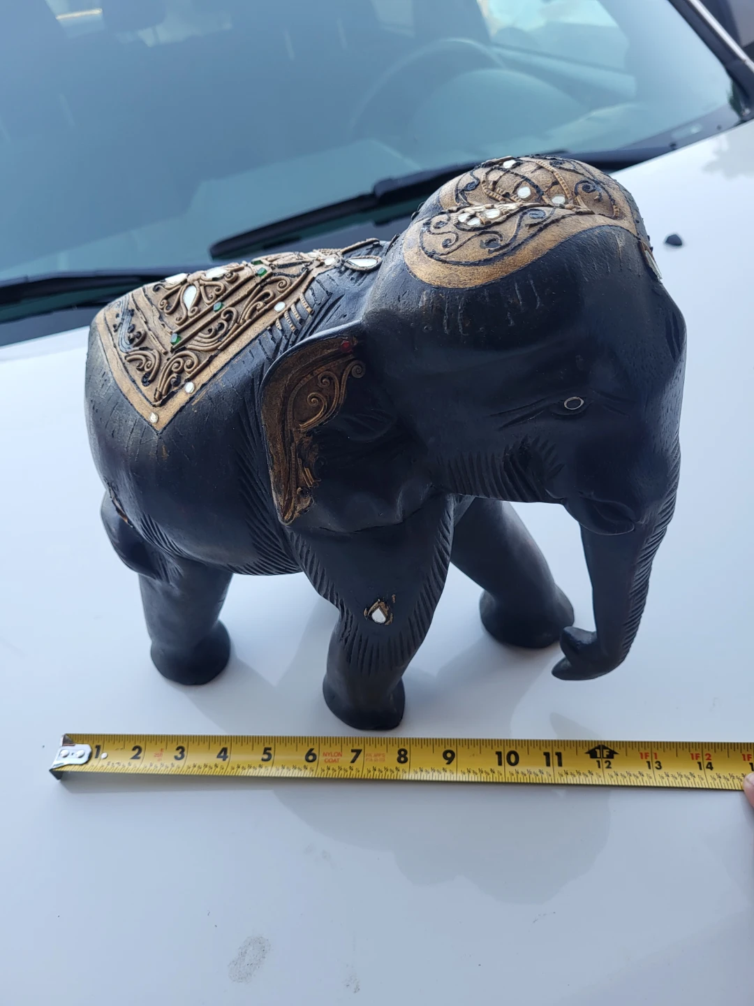 Decorative hand-carved wooden elephant statue - photo 2