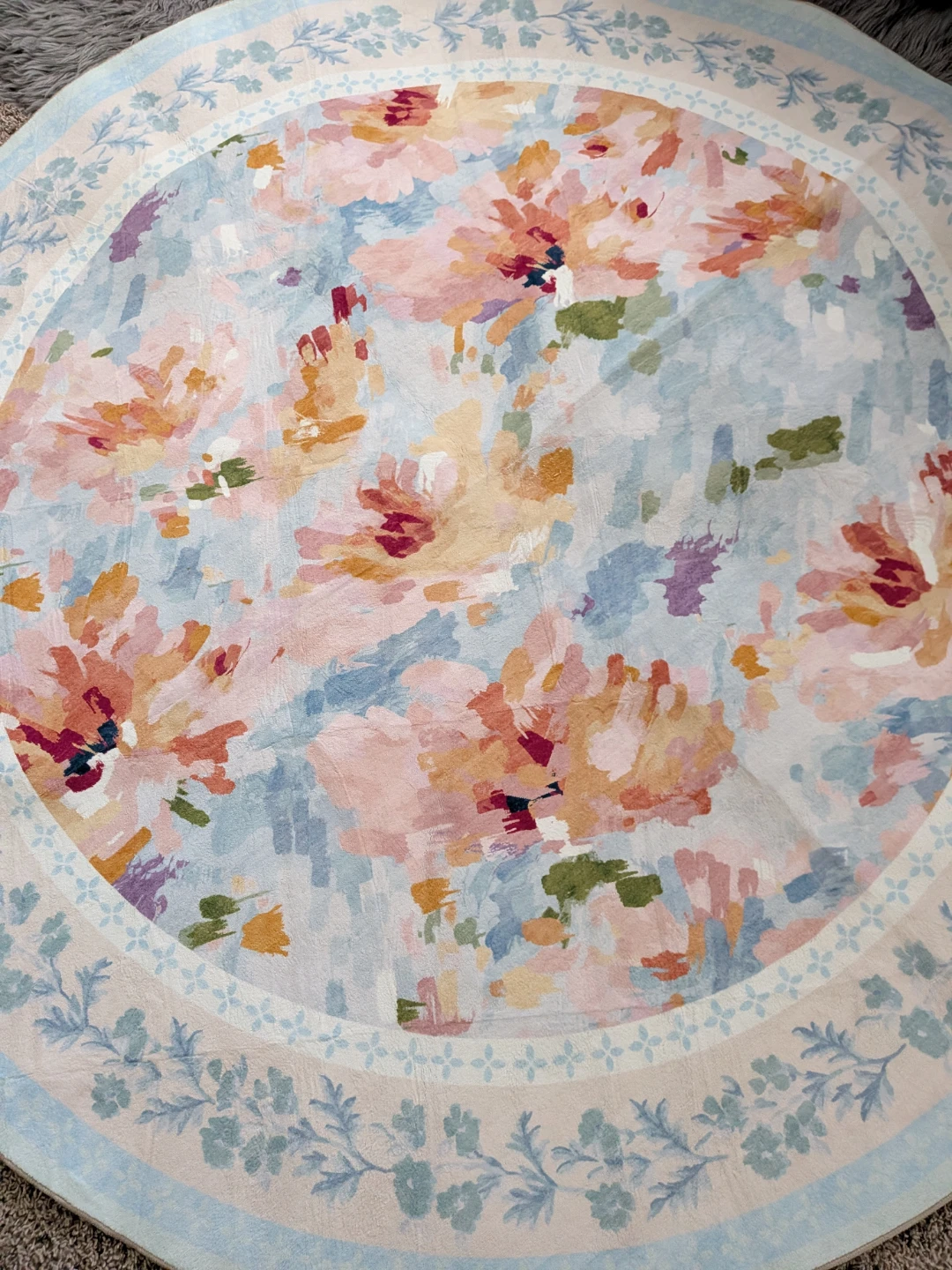 WASHABLE ROUND RUG 6FT BLUE CIRCLE CARPET - photo 3