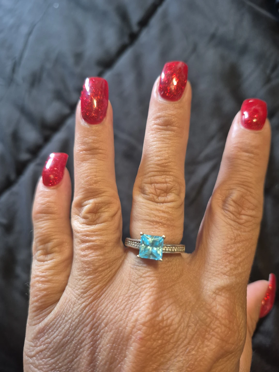 Blue Stone Silver-Tone Ring