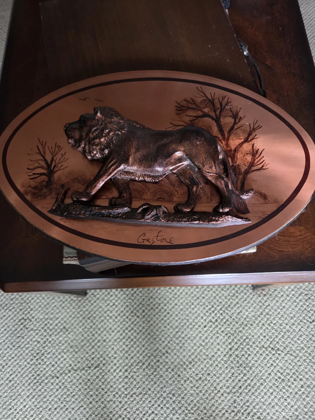 Gastone Embossed Copper Lion Wall Art