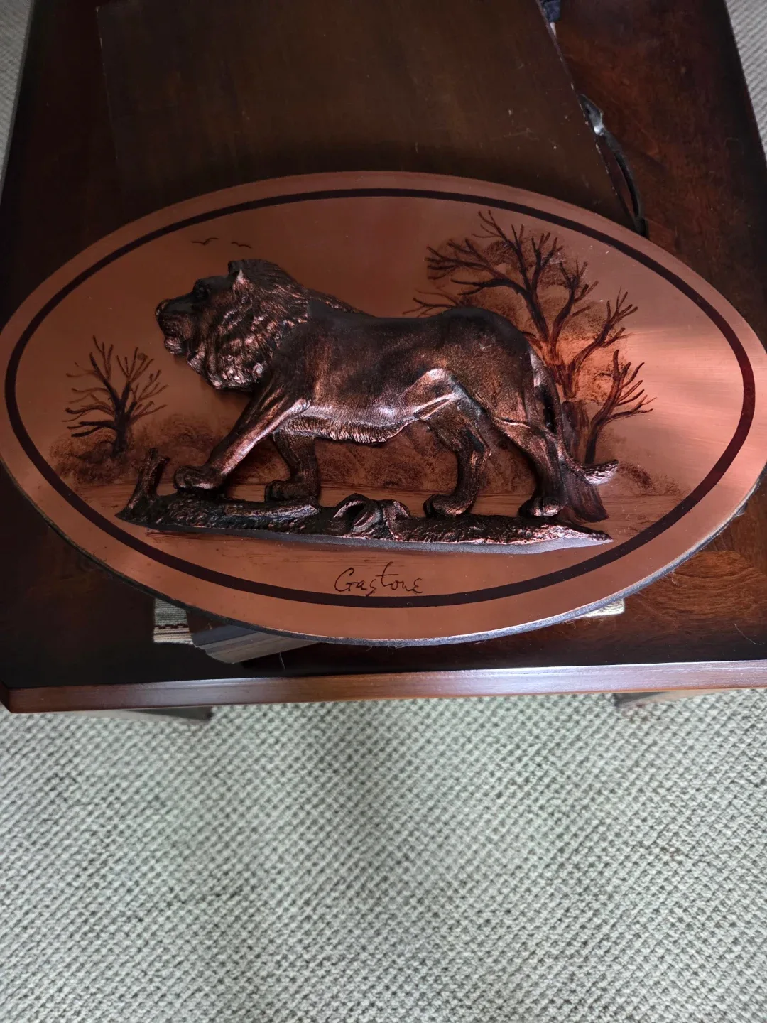 Gastone Embossed Copper Lion Wall Art