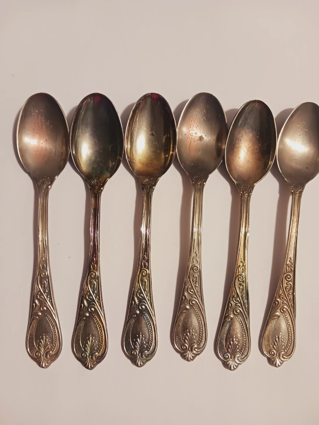 Set of 6 Vintage Ornate Silver Demitasse Spoons