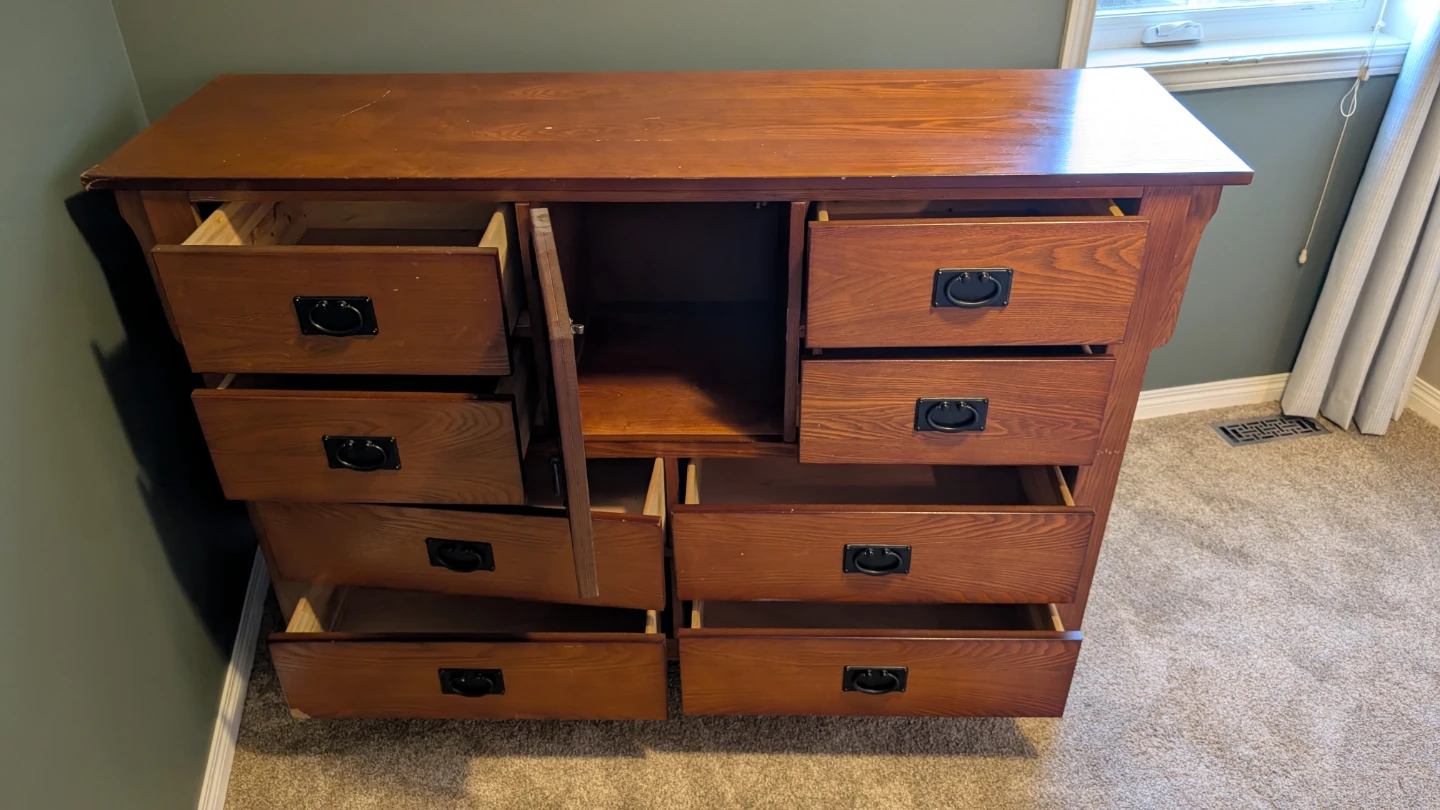 Wooden Dresser with Cabinet and Drawers - photo 2