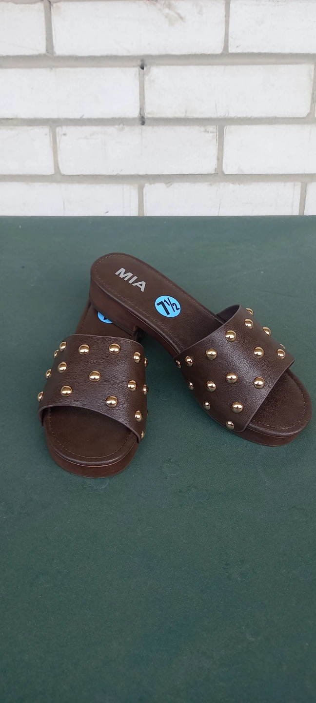 MIA brown studded slides - photo 4
