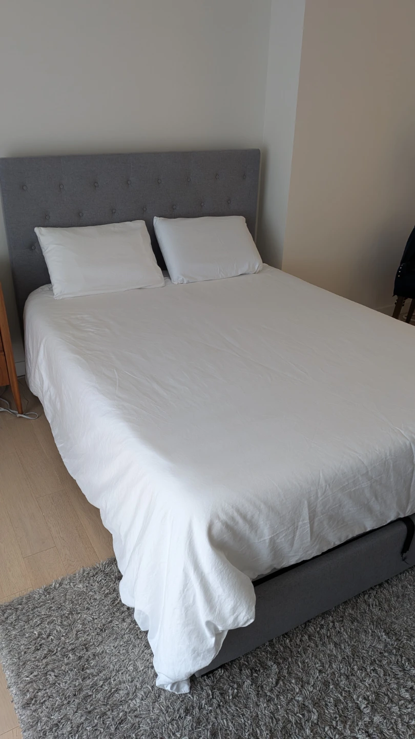 Grey Upholstered Queen-sized Bedframe