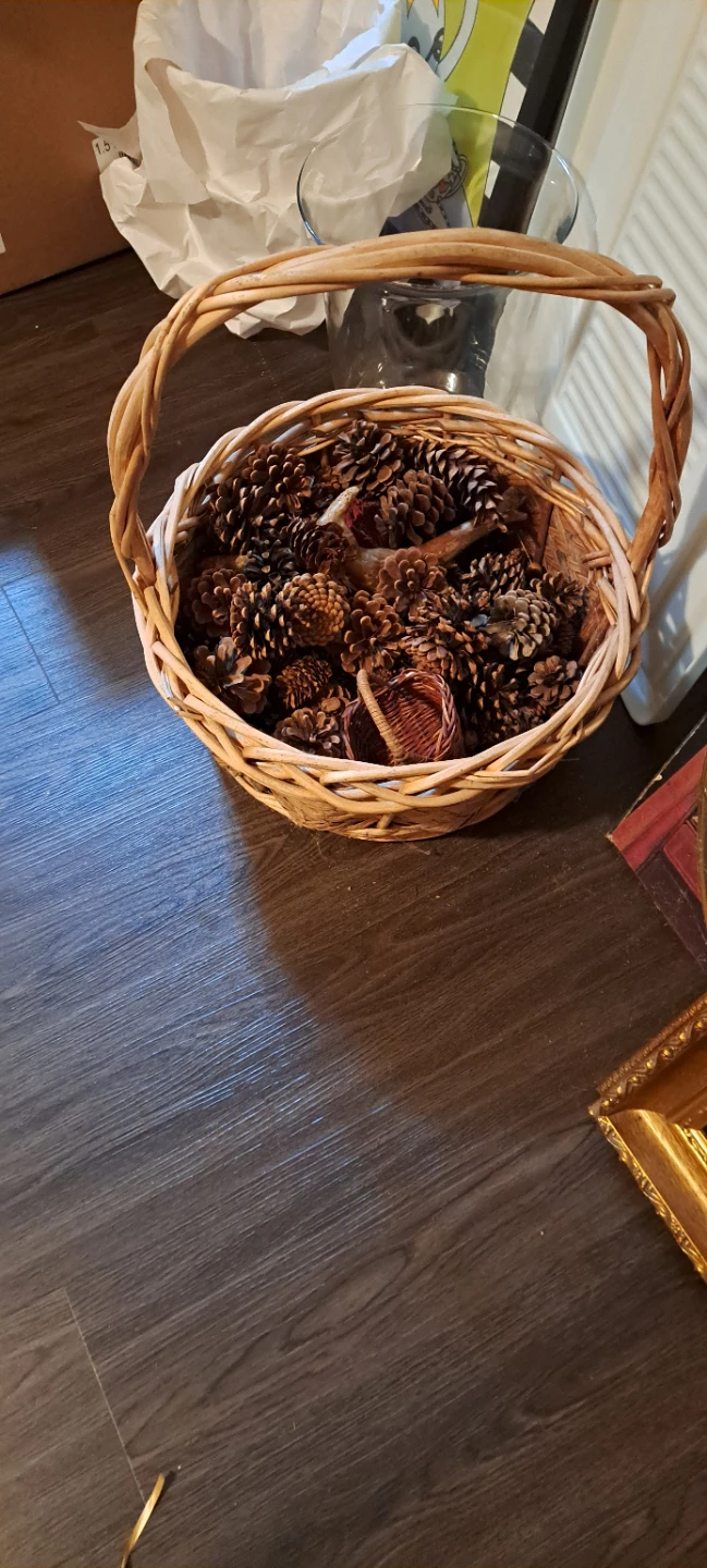 Wicker Basket with Pine Cones