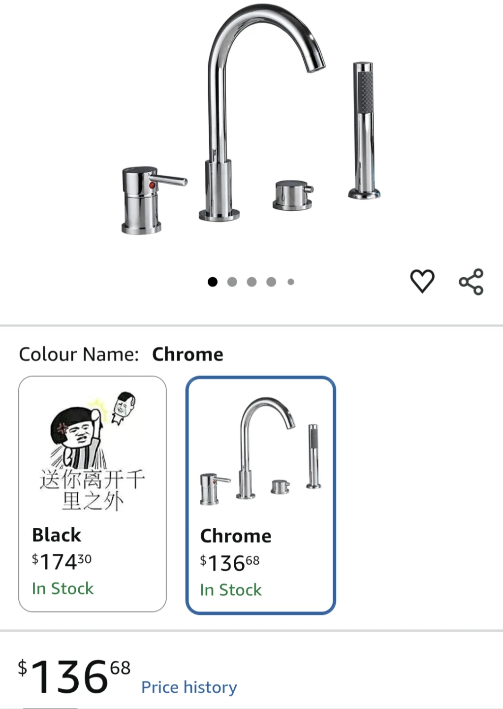 Chrome Bathtub Faucet and Handheld Shower Set