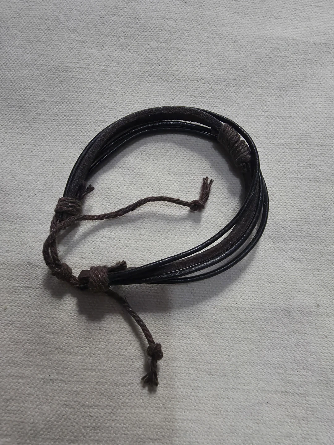 Dark Brown Leather Black Cord Bracelet 🏈 - photo 2