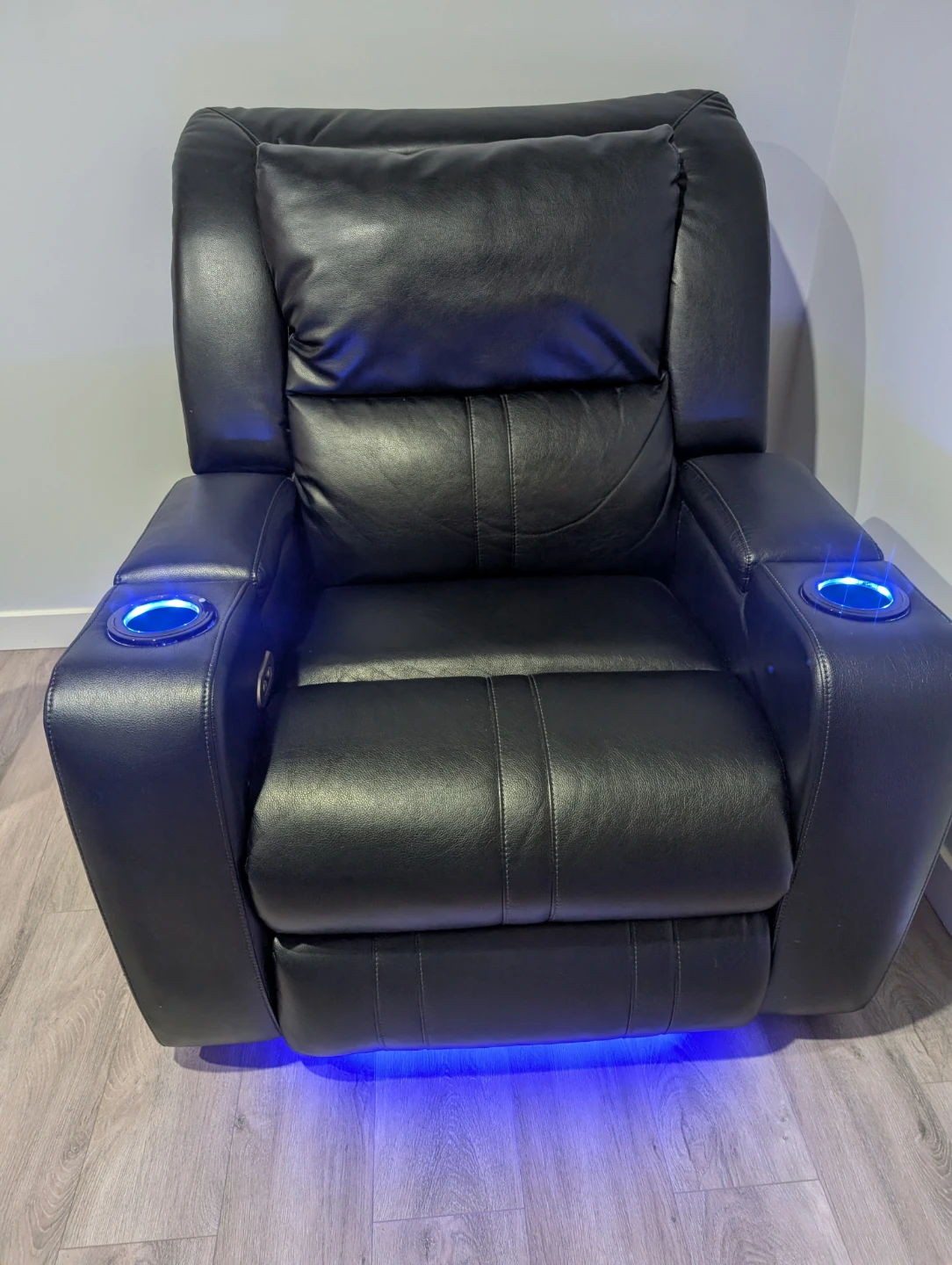 Black Power Recliner with LED Cup Holders - photo 2